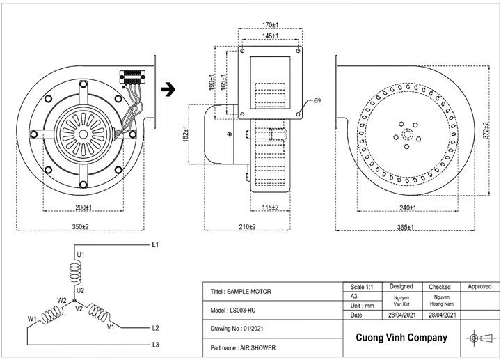 Bản vẽ kĩ thuật của LS003-HU